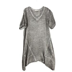 Soft Surroundings Dress Womens Small Gray Trapeze Swing V-Neck Pockets